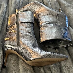 Nine West Metallic Snakeskin Heeled Boots